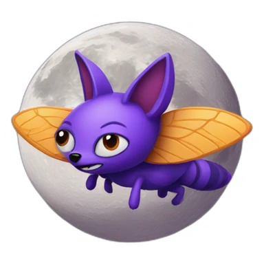 Purple fly fox on the moon sticker