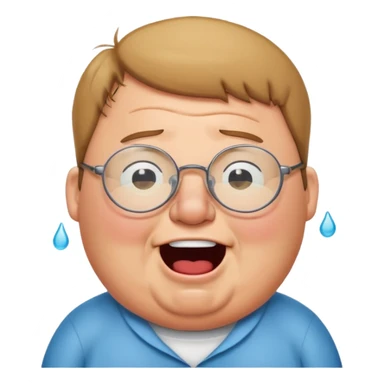 cartoon peter griffin with glasses as a laughing crying emoji sticker