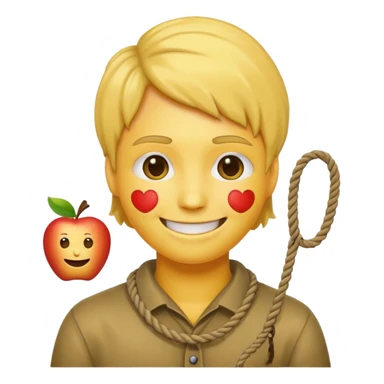 😔 with noose around neck. Apple themed emoji with regular yellowish skin(not completely yellow) only head sticker