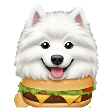 Samoyed in middle of a Hamburger  sticker