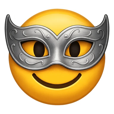 yellow face with silver masquerade mask, digital illustration sticker