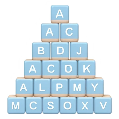 pastel blue alphabet blocks for children stacked in a pyramid sticker