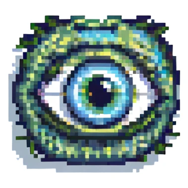 pixel art eye, blocky pixels, limited color palette sticker