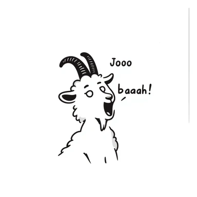 hand drawn doodle style goat with mouth open saying 'baaah' (text included) sticker