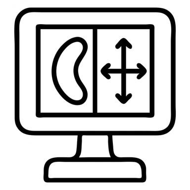 mpr reconstruction icon, simple medical imaging symbol sticker