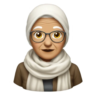 a granny wearing a white scarf around her head tied at the chin  sticker