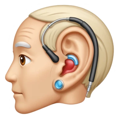 Ear with hearing aid sticker
