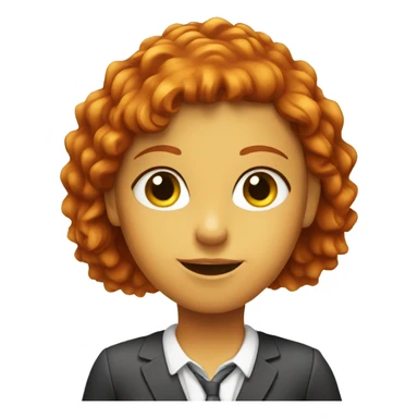 Redheaded girl in office, always helpful, offering a pineapple  sticker