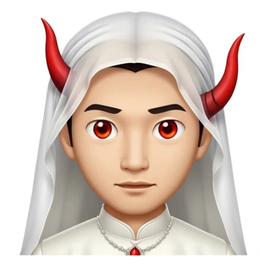 an asian male bride with the face of devil in wedding dress sticker