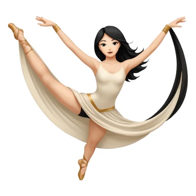 Emoji de una mujer pelinegra blanca bailarina de danza aerea haciendo figuras en el aire en una tela  sticker