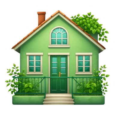 Beautifull Green house with leaves, branches and a balcony  sticker