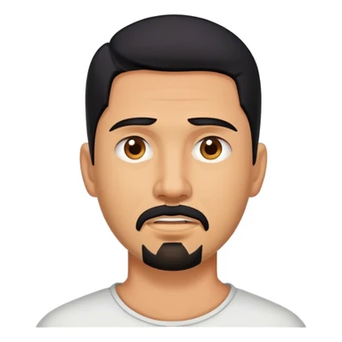 Man with black hair and goatee with injured neck  sticker