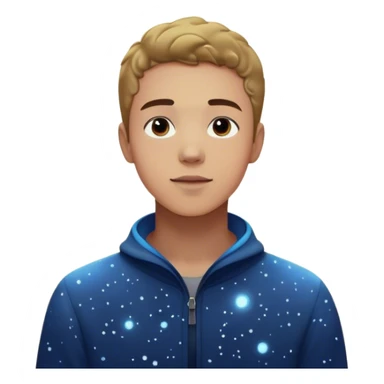 A young man stands in a vast, starry universe, surrounded by floating particles of light. Each particle represents a choice, a moment, a memory—his personal universe. He reaches out, touching one, knowing that everything he does stays in this space forever.  sticker
