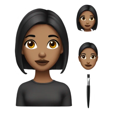 girl with dark, straight, shoulder-length hair, brown eyes and plump lips. There are earrings in the ears and a tragus piercing. the girl has eyebrow tweezers in her hands sticker