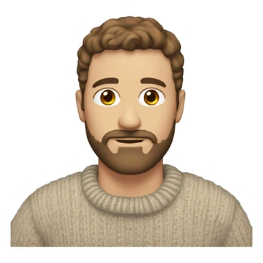 white man with short brown hair and brown beard and mustache wearing a cozy sweater  sticker