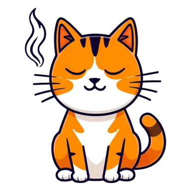 Orange cat smoking sticker