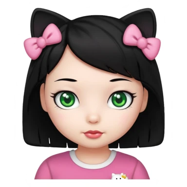 hello kitty girl either black hair and green eyes sticker