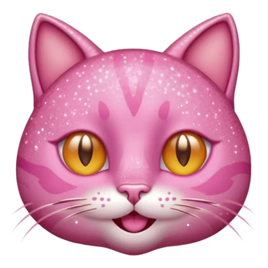 glitter pink cat happy winking sticker