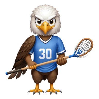 Eagle with lacrosse stick blue jersey sticker