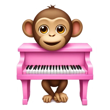 A cute monkey is playing a pink piano sticker