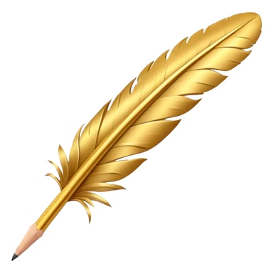 3D perspective Premium golden feather pencil sticker