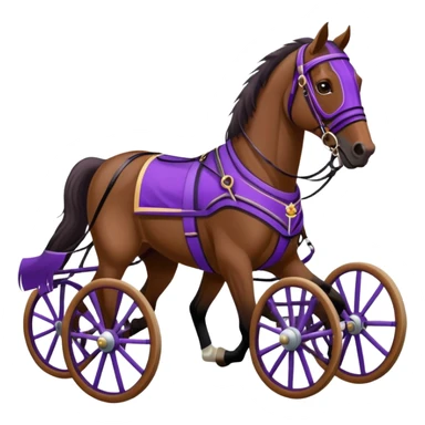 harness racing horse with a black sulky and a driver in purple dress sticker