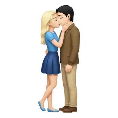 couple kissing black hair man blonde woman full body sticker