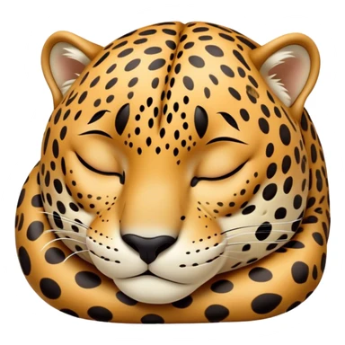 Meme-Worthy cute Sleeping Jaguar Portrait Emoji, Head resting peacefully with a contented smile, showcasing a luxuriously patterned Fur and eyes gently closed in serene slumber, Simplified yet hilariously adorable features, highly detailed, glowing with a soft, drowsy wild light, high shine, relaxed and utterly lovable, stylized with an air of playful laziness, bright and heartwarming, soft glowing outline, capturing the essence of a sleeping jaguar that feels destined to become the next viral sensation of adorable rest! sticker