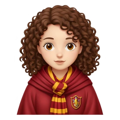 Curly brunette girl wearing Gryffindor scarf and robes  sticker