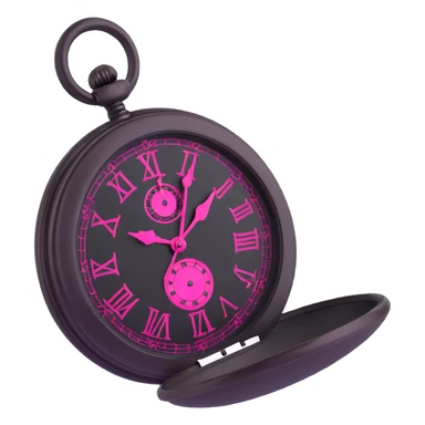 3D gothic pocket watch with pink accents, vintage and mysterious sticker