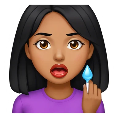 Woman black hair drooling sticker