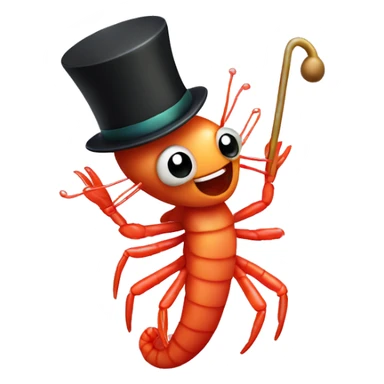 Cute dancing shrimp with top hat and cane sticker