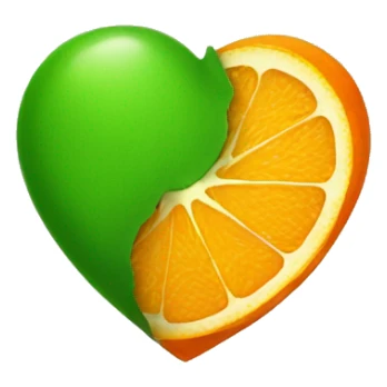 One Half Green half Orange small heart sticker