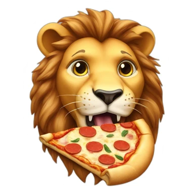 Lion eating pizza sticker