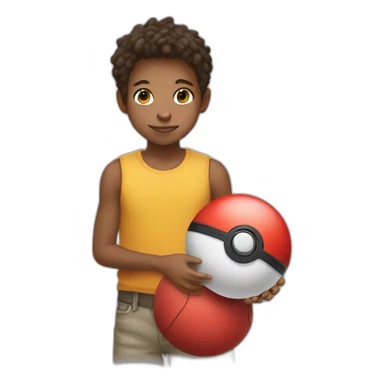 Kid holding pokeball sticker