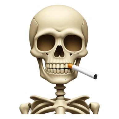 beige skeleton with a cigarette in his mouth sticker