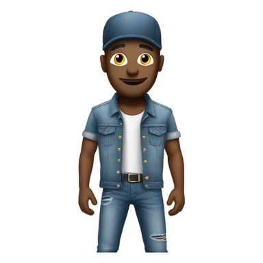 cool dude in denim style no background  sticker