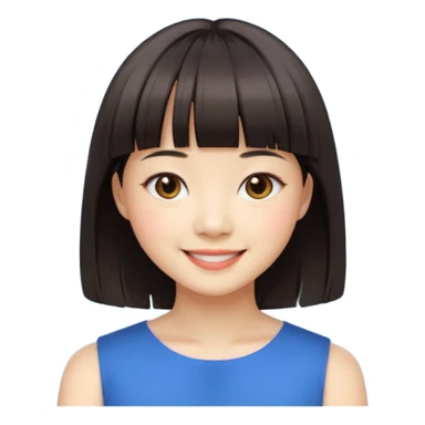 asian girl blunt fringe shoulder length hair sticker