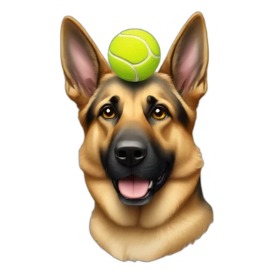 German shepherd with tennis ball on head sticker