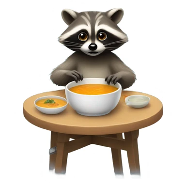 Raccoon eating soup sticker