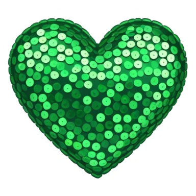green sequin heart sticker