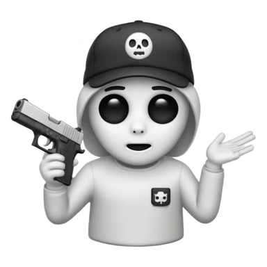 Emoji de Fantasma con glock 19 en la mano izquierda y con gorra sticker