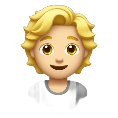 Muscler boy with blond hair hold Question mark  sticker