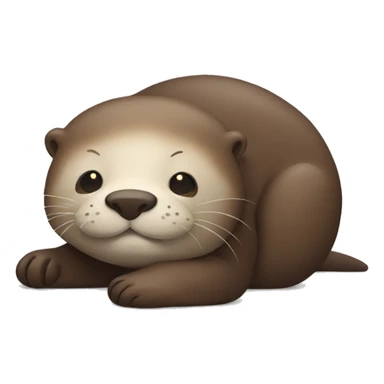 Otter lying on its back, with a big belly and tired sticker