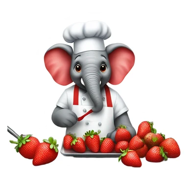 A strawberry elephant chef cooking sticker