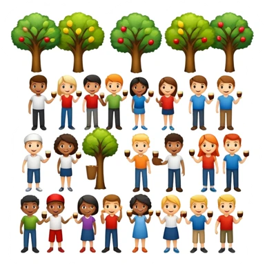 Team, taste, tree places icons sticker