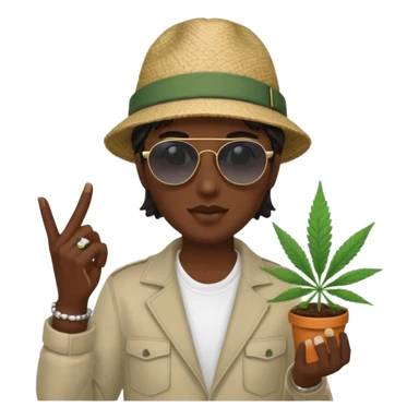 gang dealer with cannabis on a hand sticker