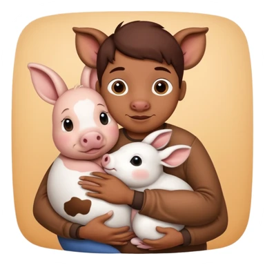 Home of rat, pig as parent hugging  cow, rabbit baby sticker