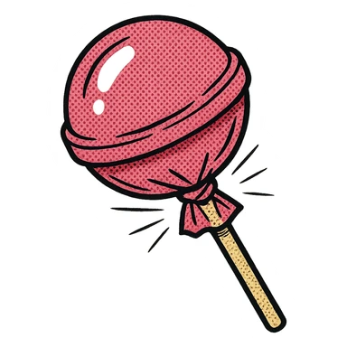 pink lollipop, old school comic book style sticker