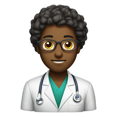 médico de cabelo escuro, pele clara, usando óculos sticker